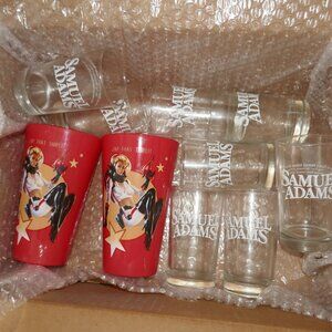 2 FALLOUT NUKA COLA GLASSES SAM ADAMS BEER GLASSES & 10 SUNGLASSES